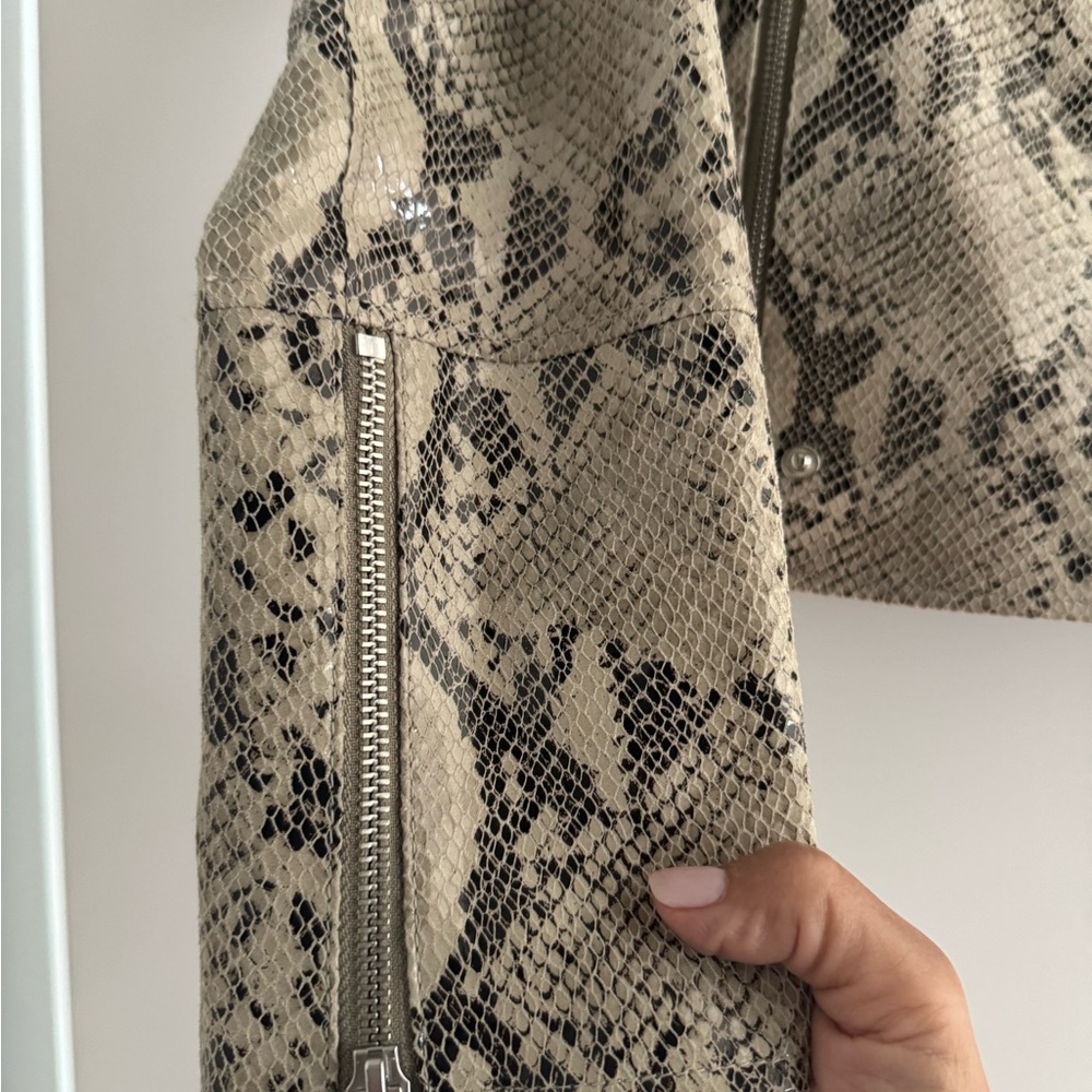 Intermix Sara Python-Embossed Leather Jacket Nwot… - image 7